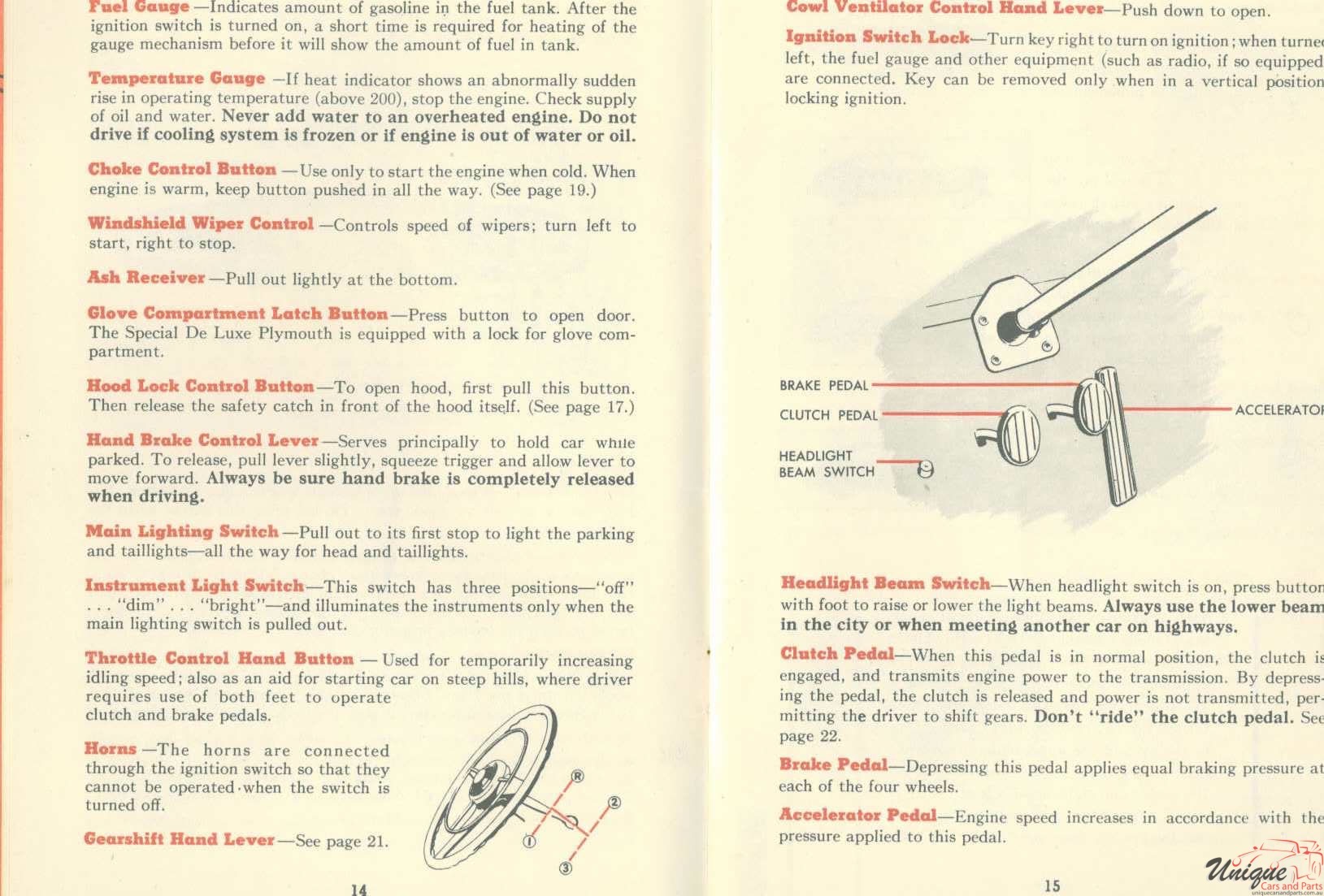 1948 Plymouth Owners Manual Page 17